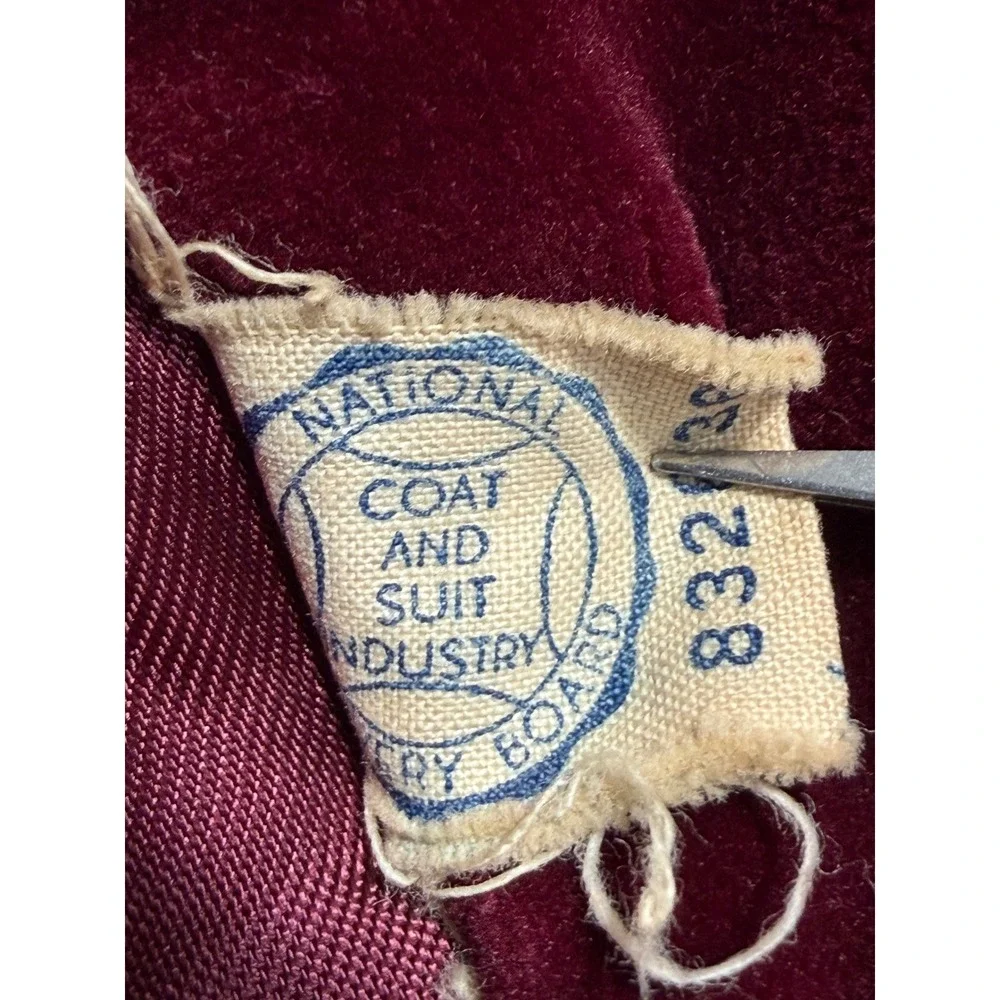 Vintage 1950s Burgundy Velvet Kids 3pc Snowsuit Set Coat Pants‎ Bonnet Fur Trim